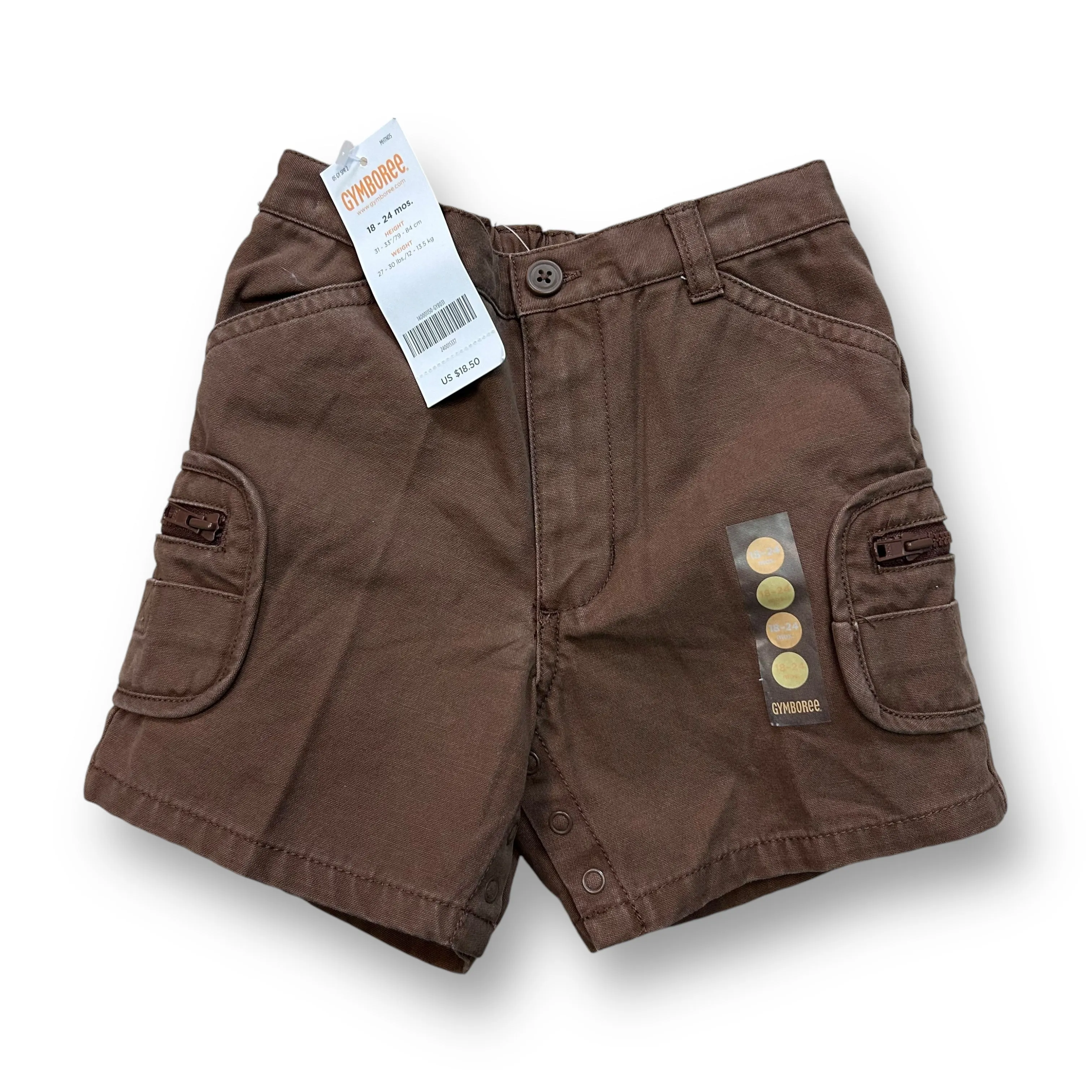 NEW! Boys Gymboree Size 18-24 Months Brown Elastic Waist Shorts
