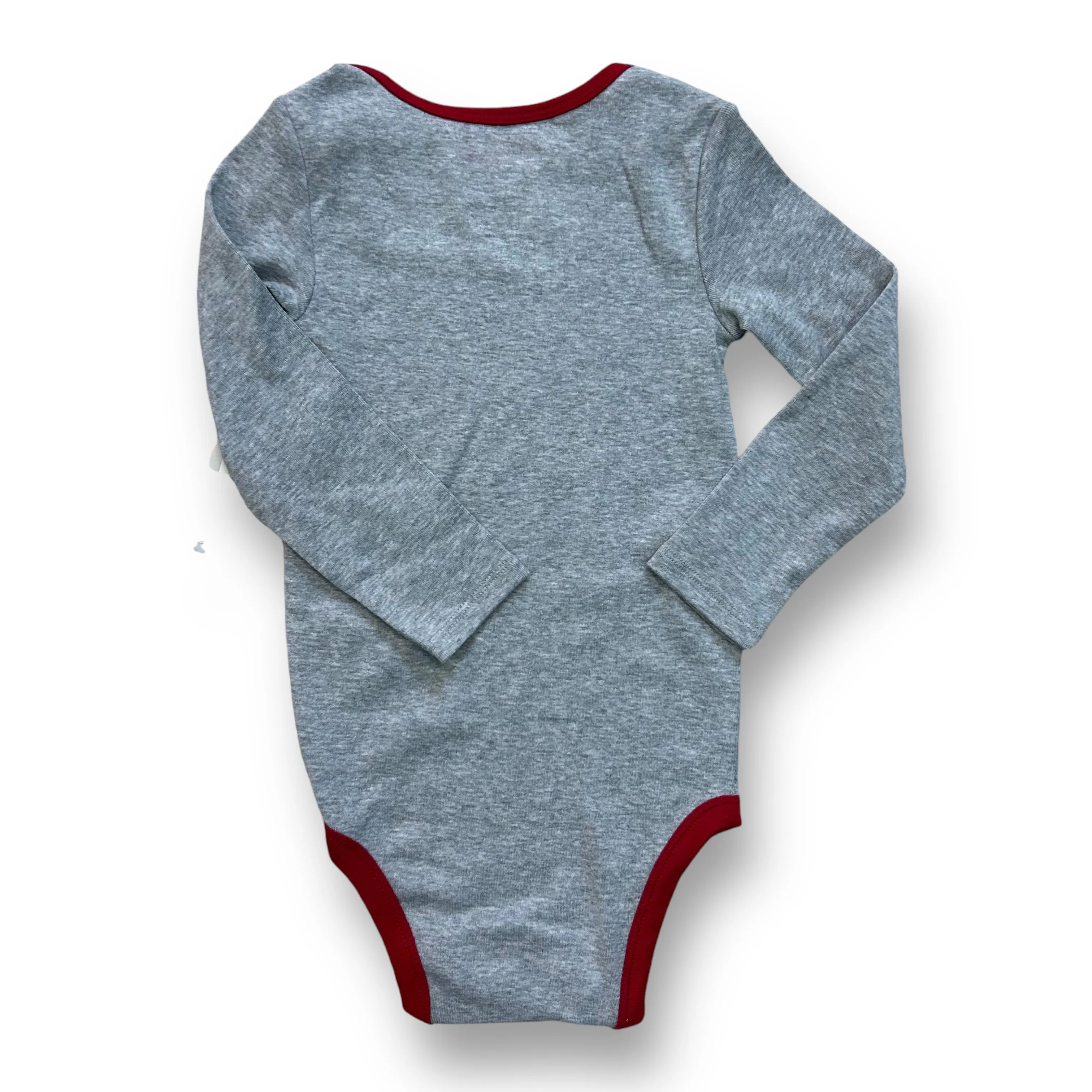 NEW! Boys Okie Dokie Size 24 Months Gray & Red Christmas Long Sleeve Bodysuit