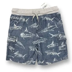 NEW! Boys OshKosh Size 24 Months Blue Shark Print Drawstring Shorts