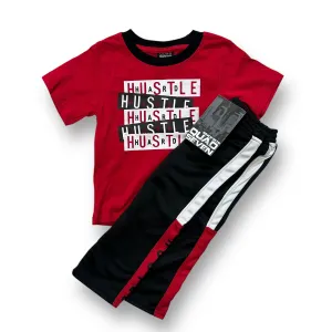 NEW! Boys Quad Seven Size 2T Red & Black Hustle Hard Athletic 2-Pc Outfit