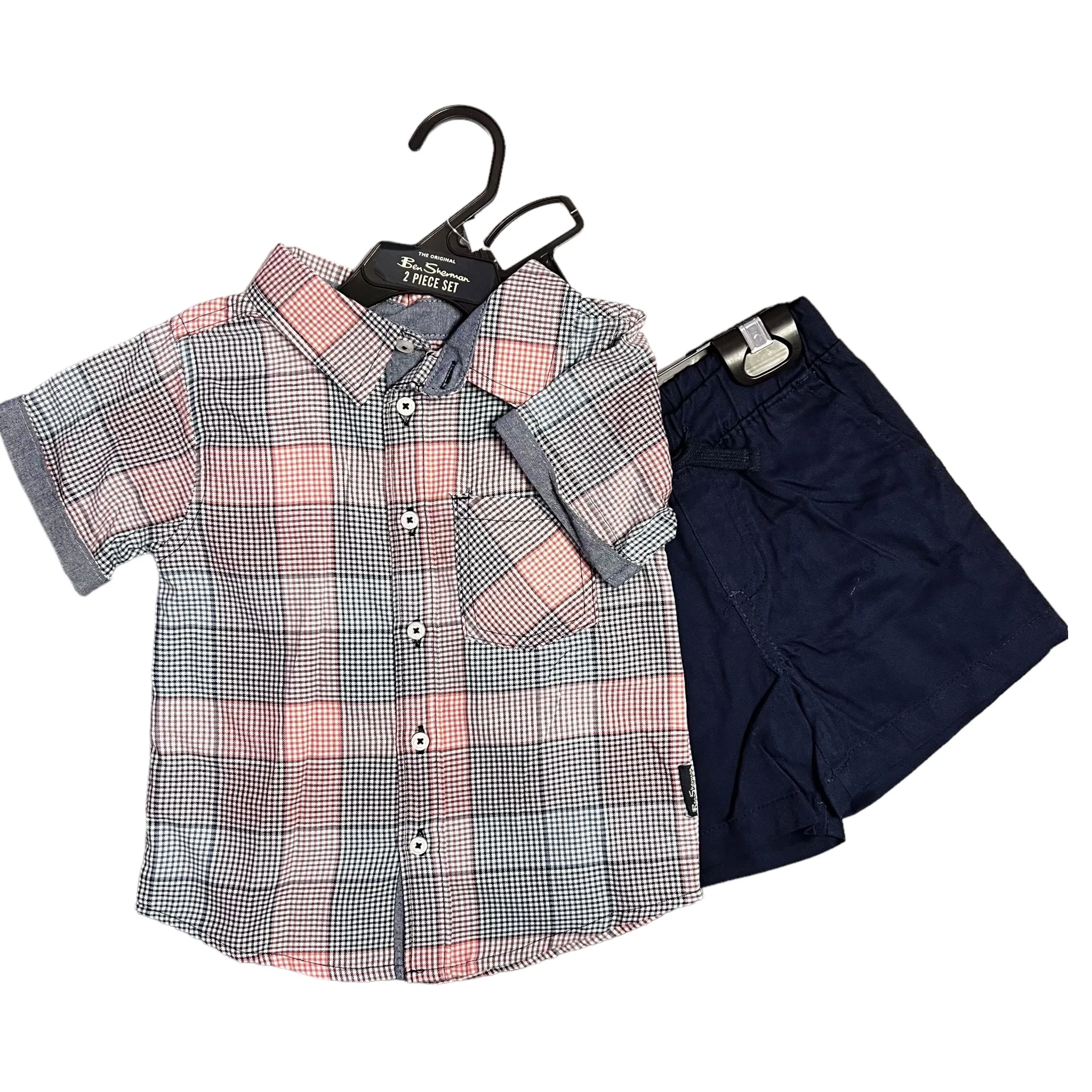 NEW! Boys Size 2T Ben Sherman 2-Pc Collar Button Down & Khaki Pull-On Shorts
