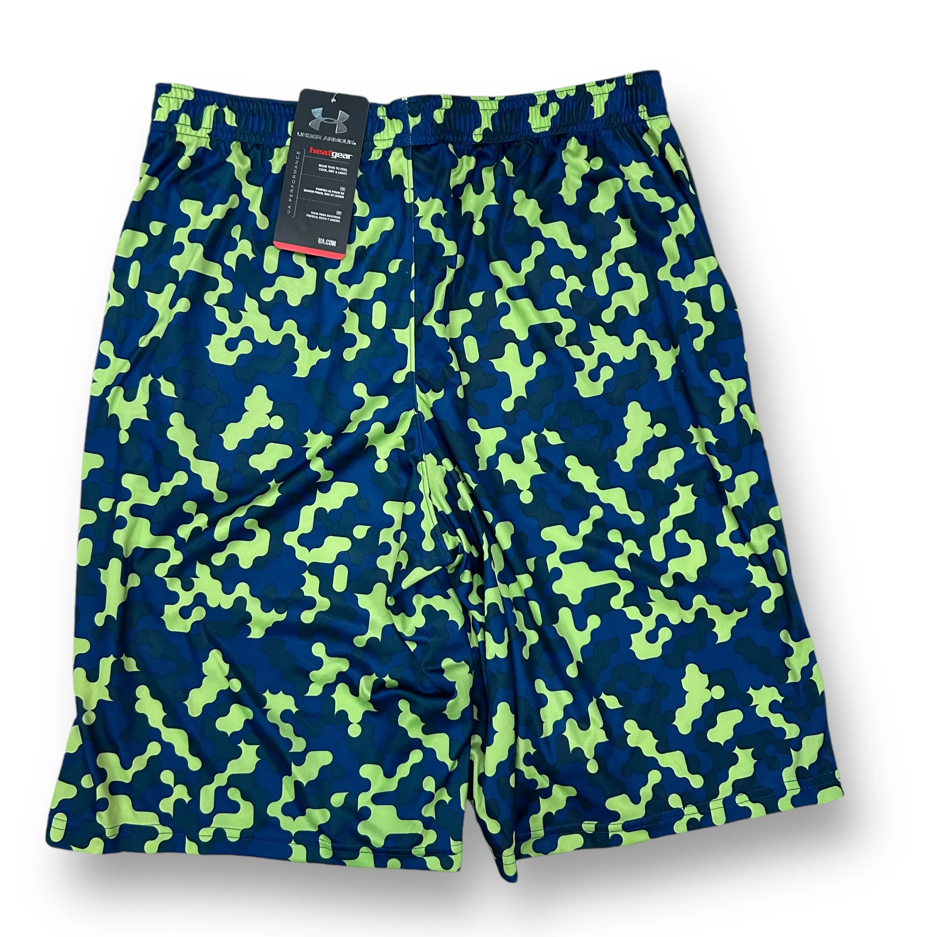 NEW! Boys Under Armour Heatgear Size 16/18 YXL Blue-Green Athletic Shorts