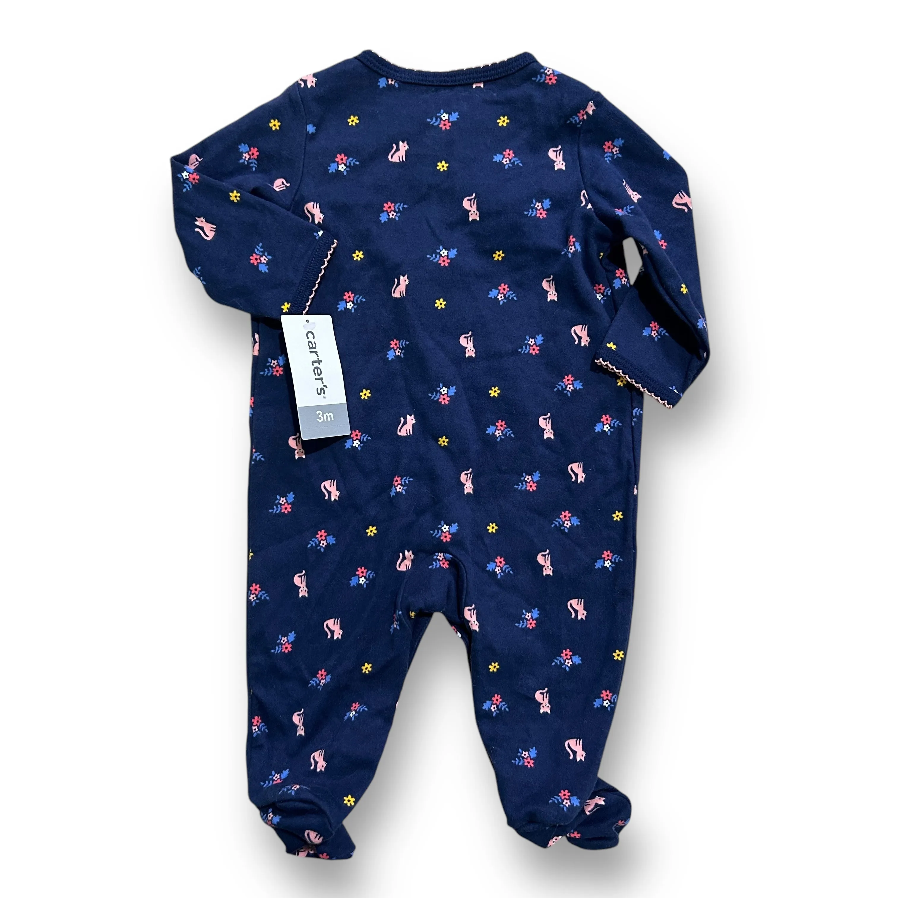 NEW! Carter's Baby Girl Size 3 Months Navy Snap Up Footie One-Piece
