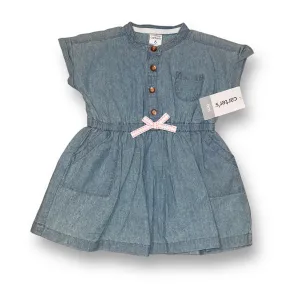 NEW! Carter's Baby Girl Size 6 Months Button Top Short Sleeve Denim Dress