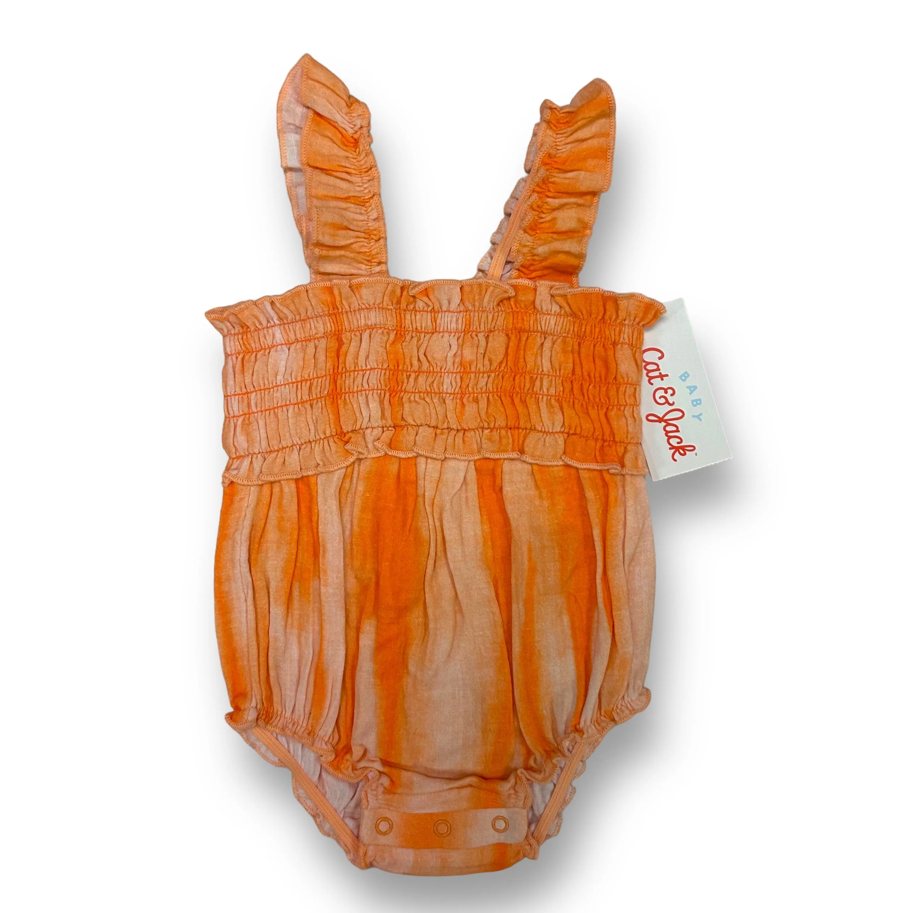 NEW! Cat & Jack Size Baby Girl 0-3 Months Orange Snap Bottom Summer Romper