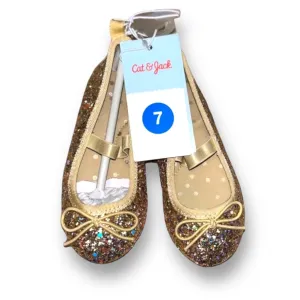 NEW! Cat & Jack Toddler Girl Size 7 Gold Shimmer Casual Dress Shoes