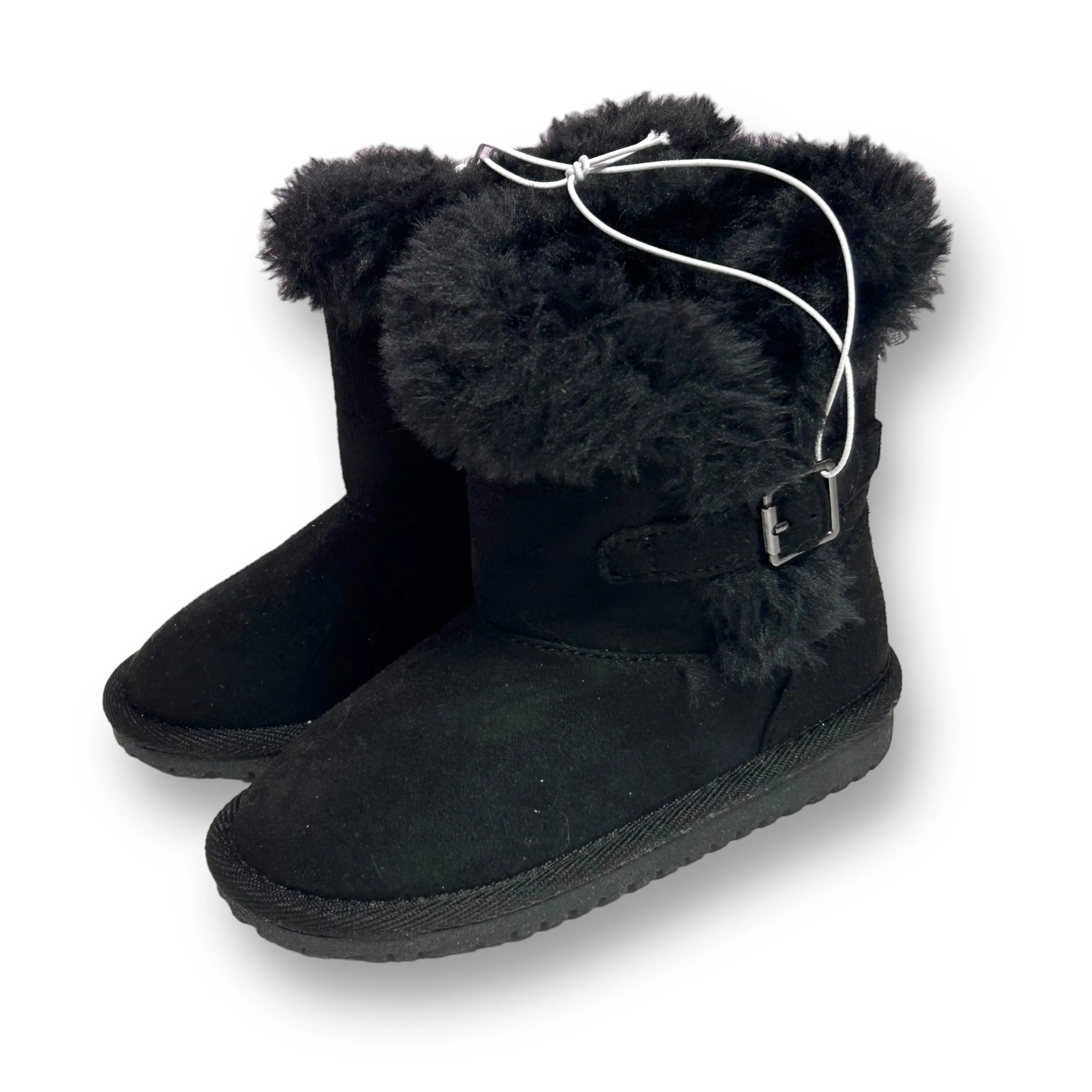 NEW! Children's Place Toddler Girl Size 8 Black Furry Winter Boots