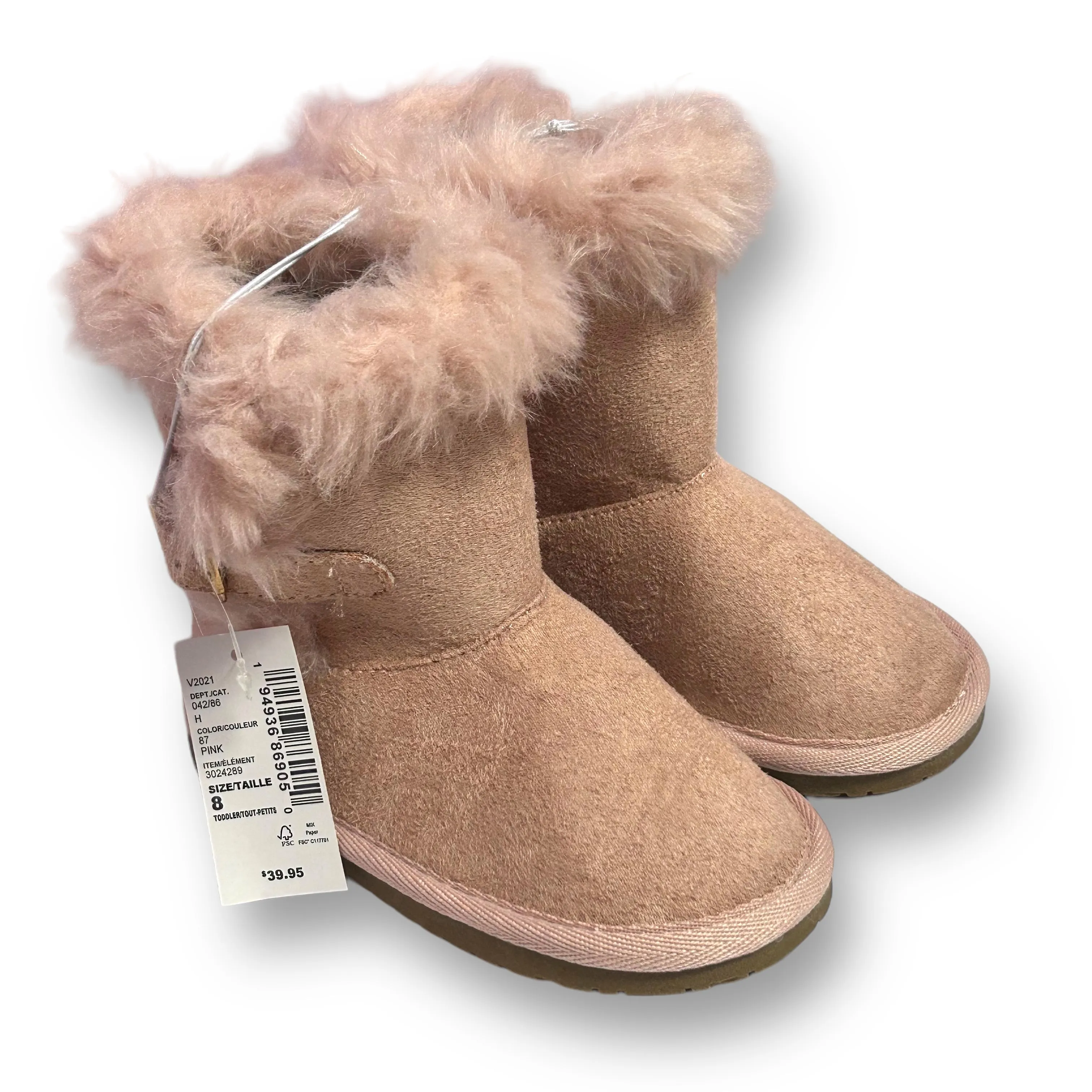 NEW! Children's Place Toddler Girl Size 8 Pink Furry Winter Boots