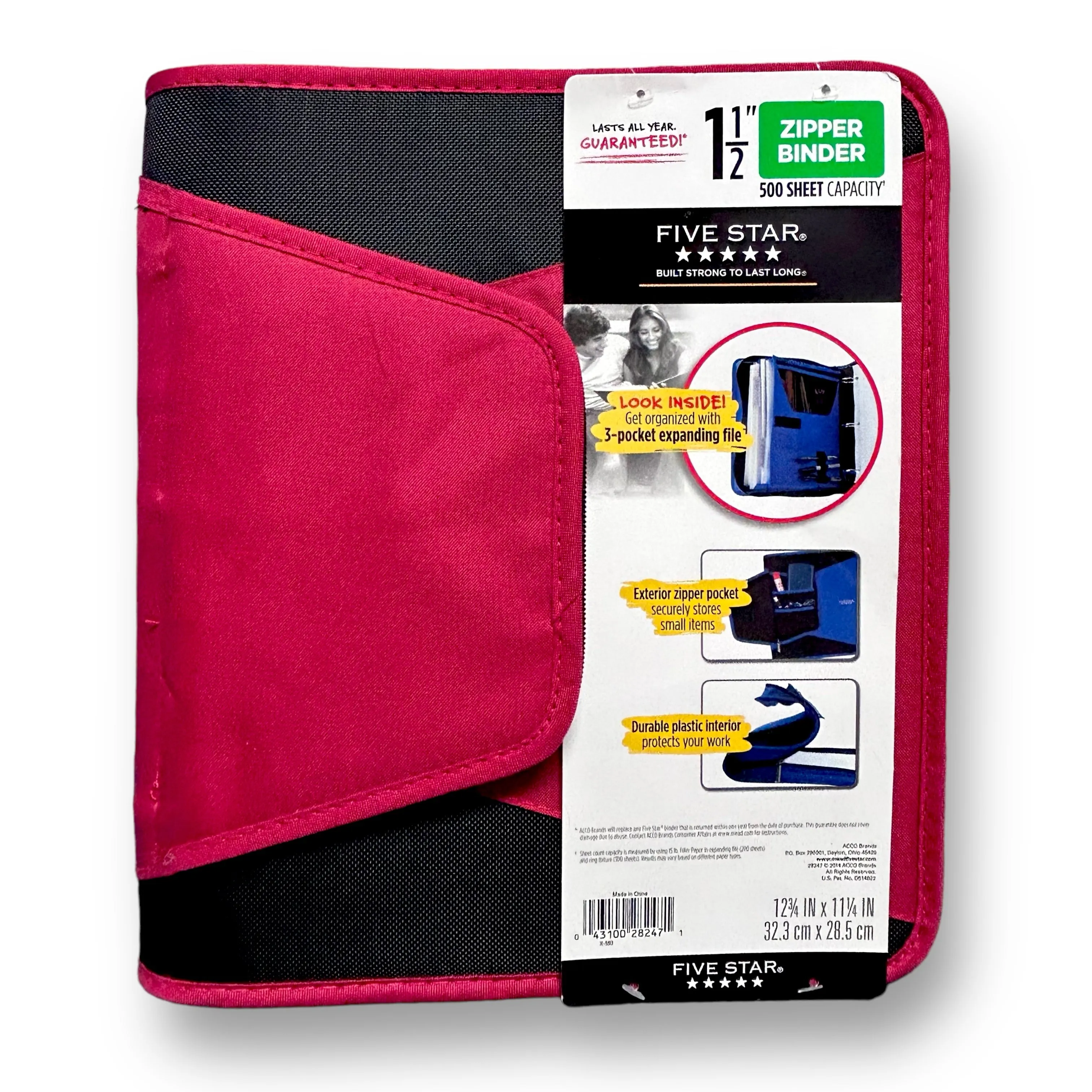 NEW! Five Star 500 Sheet Capacity Zipper Binder