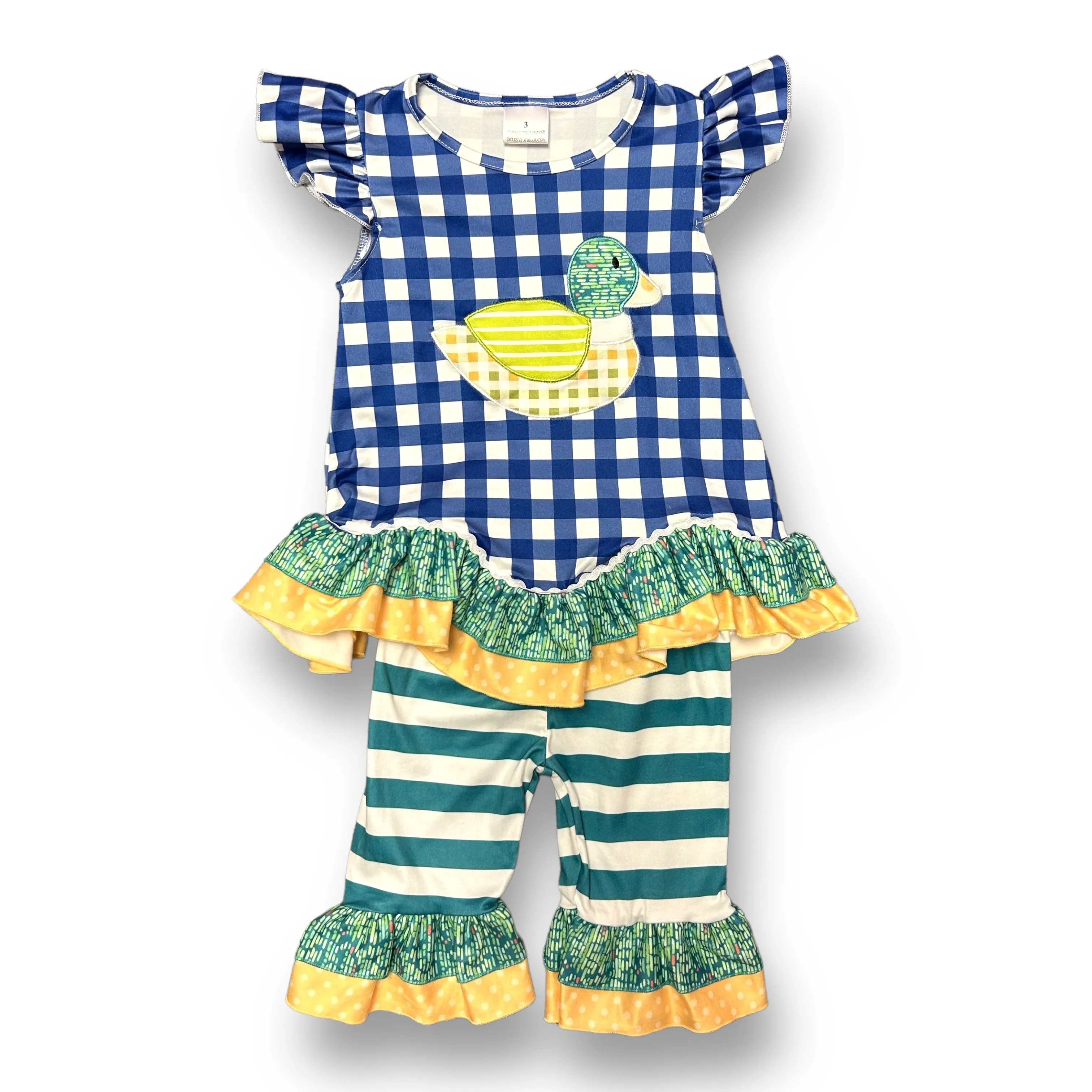 NEW! Girls Boutique Size 3 Soft 2-Pc Mallard Duck Ruffled Outfit