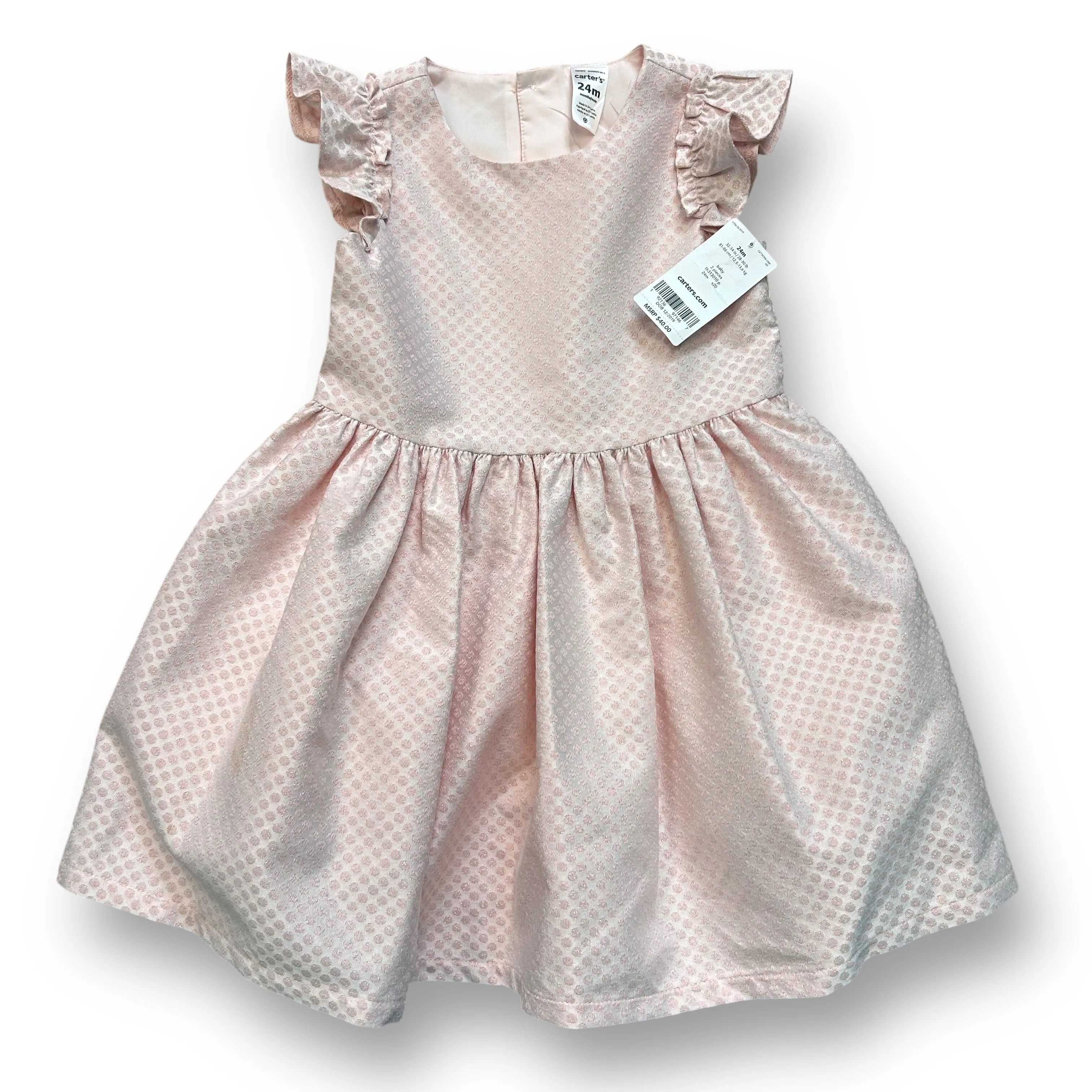 NEW! Girls Carter's Size 24 Months Pale Pink Polka Dot Fancy Dress