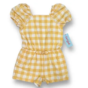 NEW! Girls Cat & Jack Size 3T White & Yellow Checkered Short Sleeve Romper