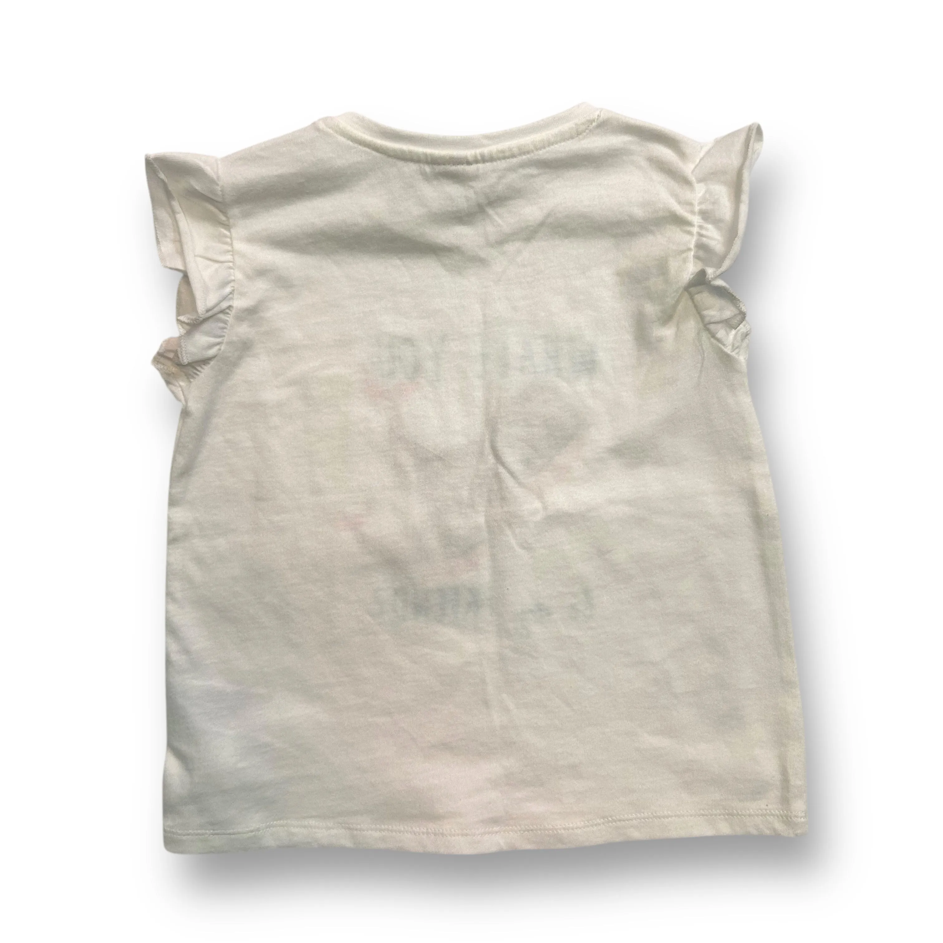 NEW! Girls H&M Size 2T White Whale Ruffled Short Sleeve Shirt