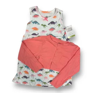 NEW! Girls Hudson Size 4T Pink & White Dino Print 2-Pc Dress and Cardigan