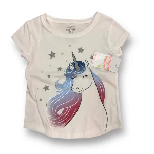 NEW! Girls Jumping Beans Size 2T White Shimmer Unicorn Softest Tee