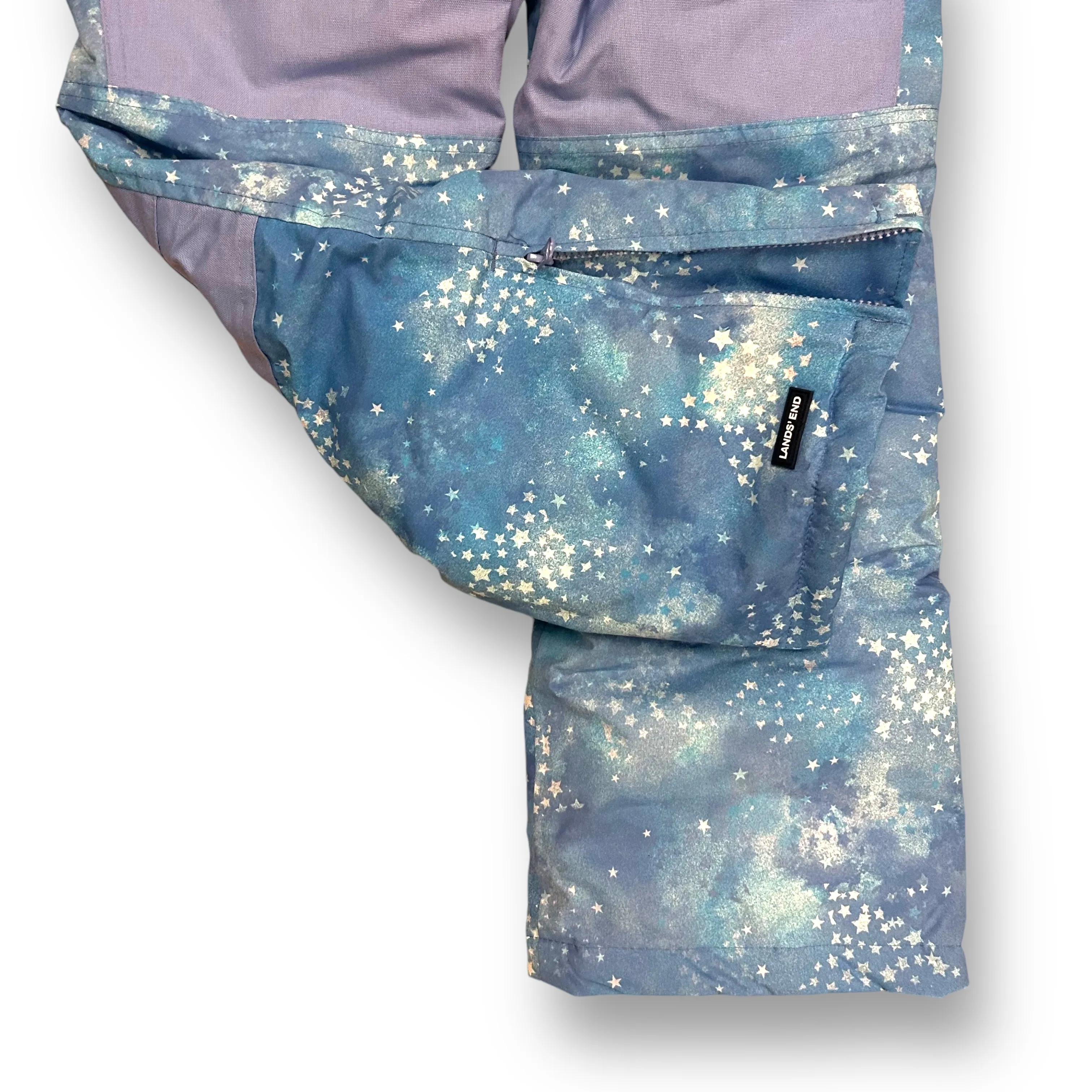 NEW! Girls Lands End Size 10 Blue & Purple Star Print Full Size Snow Suit