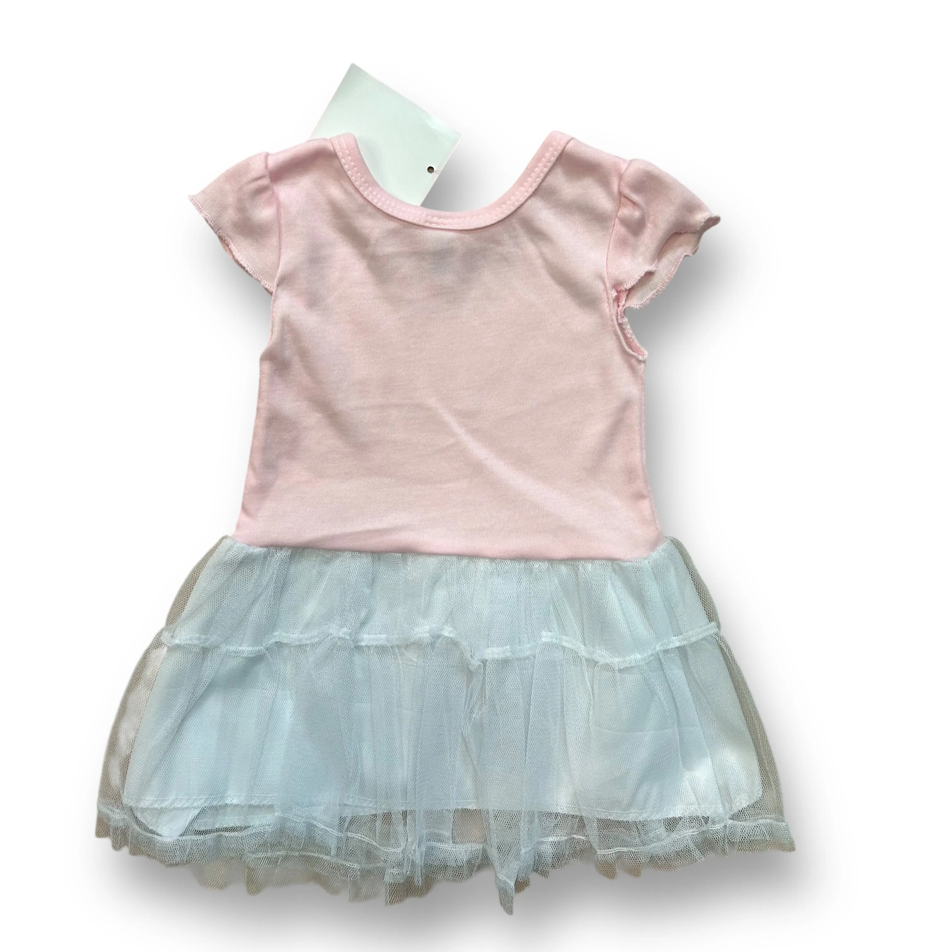 NEW! Girls Little Milo Size 3T/4T Pink & White Short Sleeve Tulle Dress