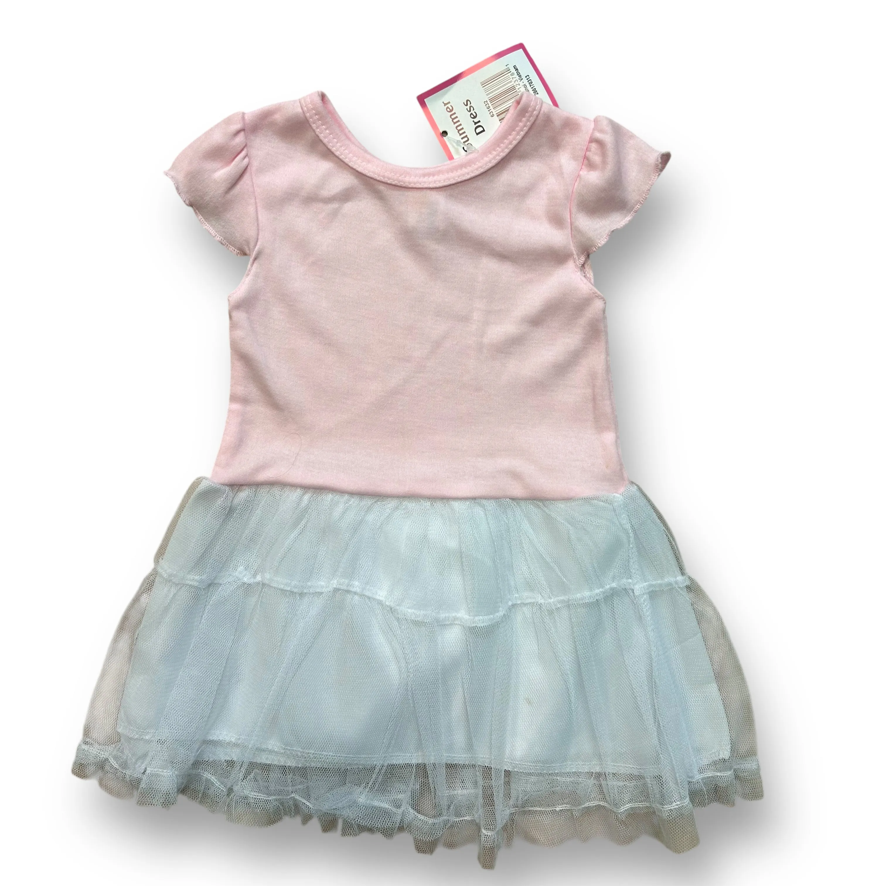 NEW! Girls Little Milo Size 3T/4T Pink & White Short Sleeve Tulle Dress