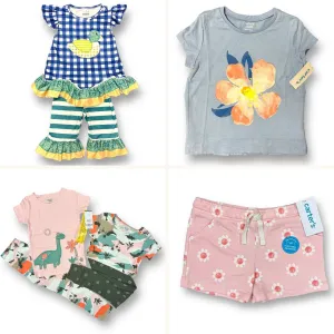 NEW! Girls Size 4/4T Mixed Lot Boutique Carter's Outfit, Shorts, Pajamas, Top