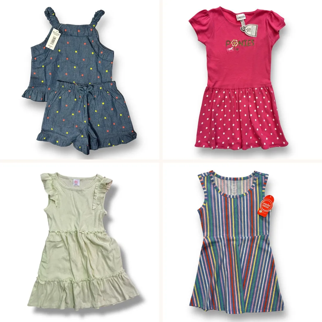 NEW! Girls Size 4/5 Dresses and 2pc Outfit Spring / Summer Lot of 4