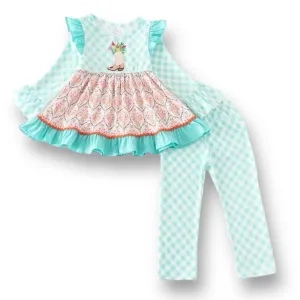 NEW! Girls Size 5 Boutique Outfit Checkered Cowgirl Boot Ruffled Top and Pants
