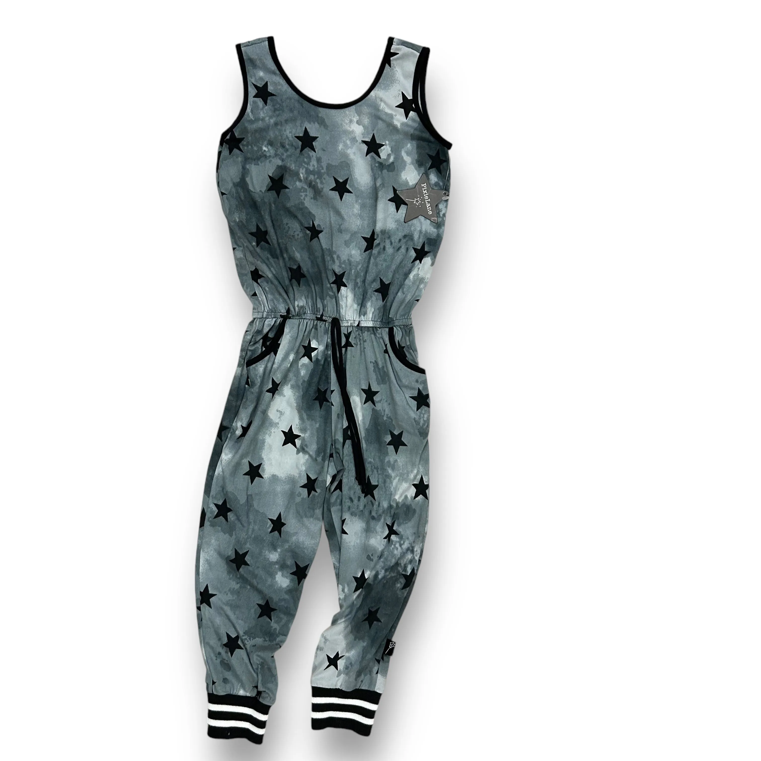 NEW! Girls Size 5 Pixie Lane Star Print Soft Knit Jumpsuit with Pockets