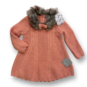 NEW! Girls Tahari Size 6-9 Months Peach Knit Fur Lined Sweater Dress
