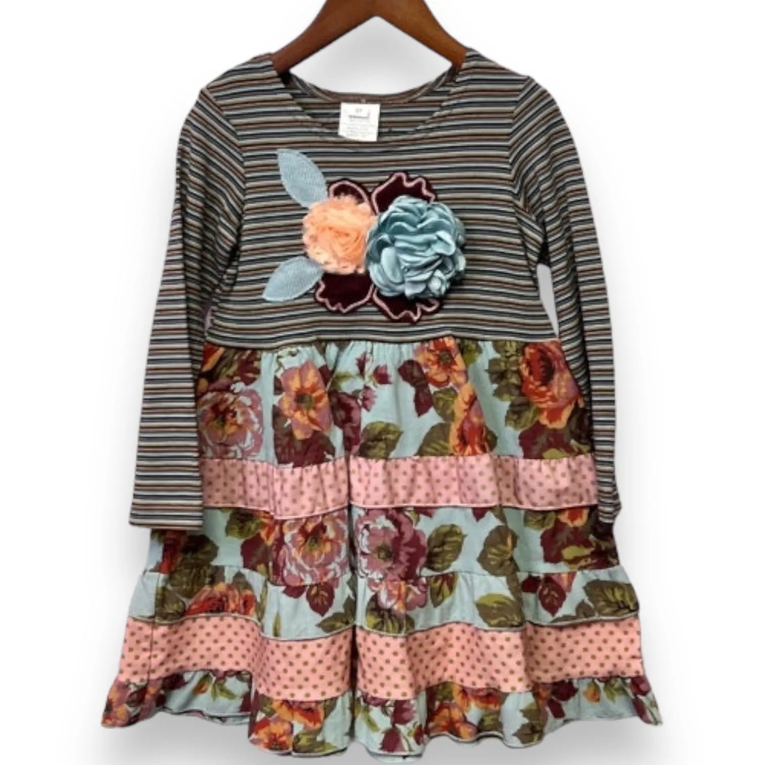 NEW! Girl's Zaza Couture Size 3T Floral Embellished Boutique Ruffled Dress