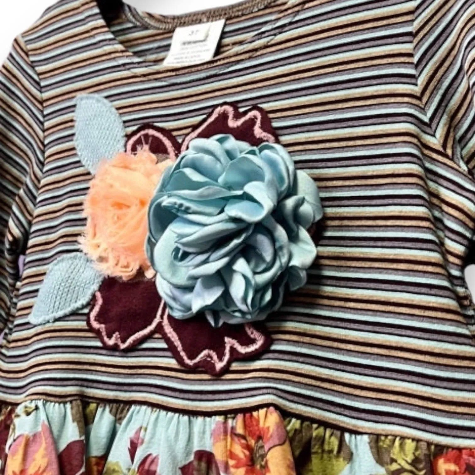 NEW! Girl's Zaza Couture Size 3T Floral Embellished Boutique Ruffled Dress
