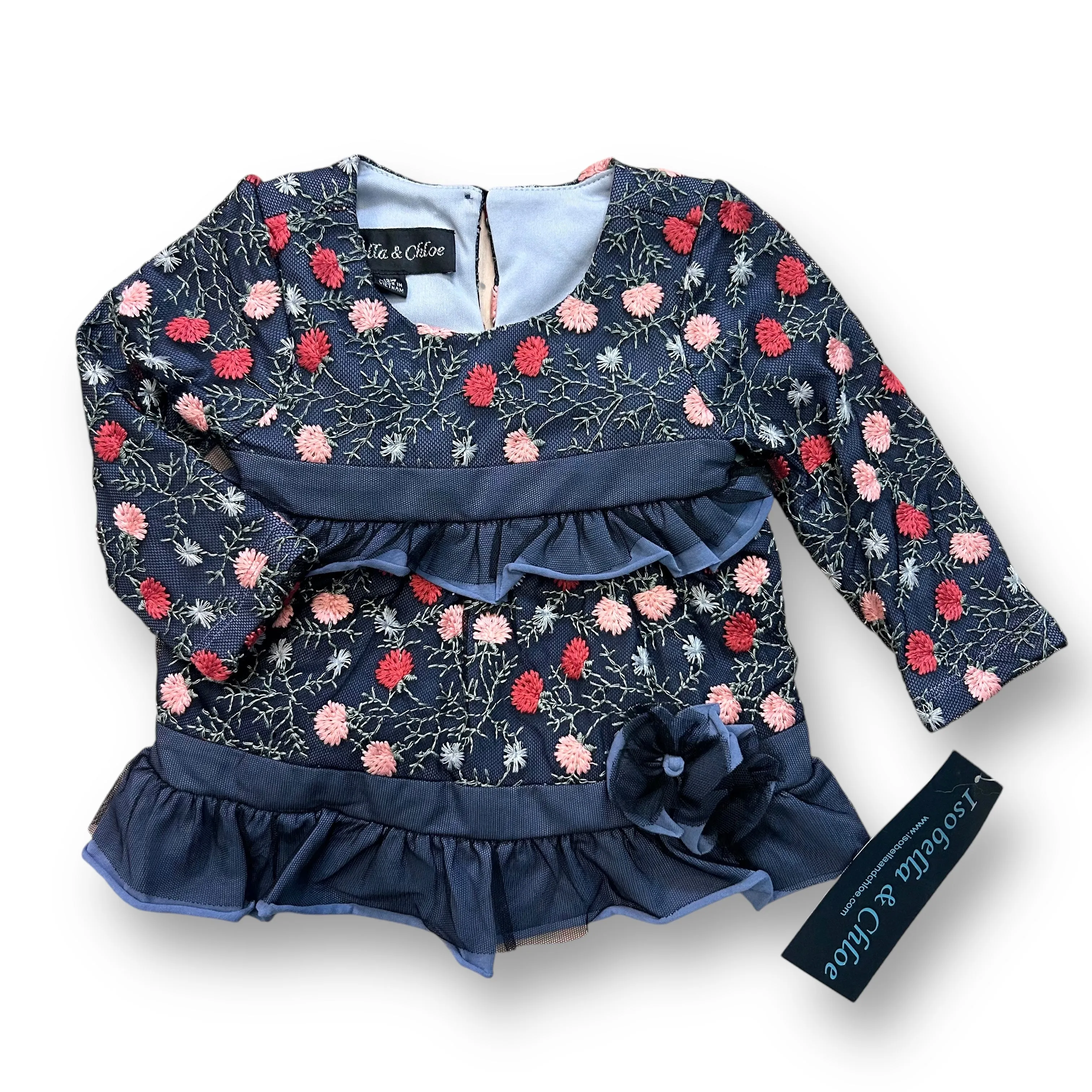 NEW! Isobella & Chloe Baby Girl Size 12 Months Embroidered Boutique Blouse