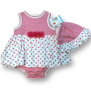 NEW! Little Me Baby Girl Size 6 Months Outfit Pink Snap-Bottom Romper and Hat