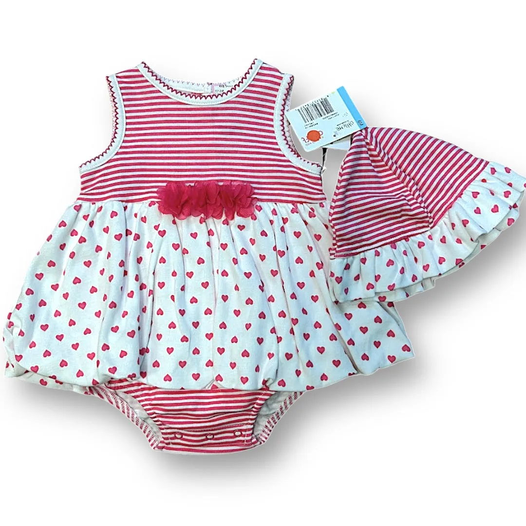 NEW! Little Me Baby Girl Size 6 Months Outfit Pink Snap-Bottom Romper and Hat