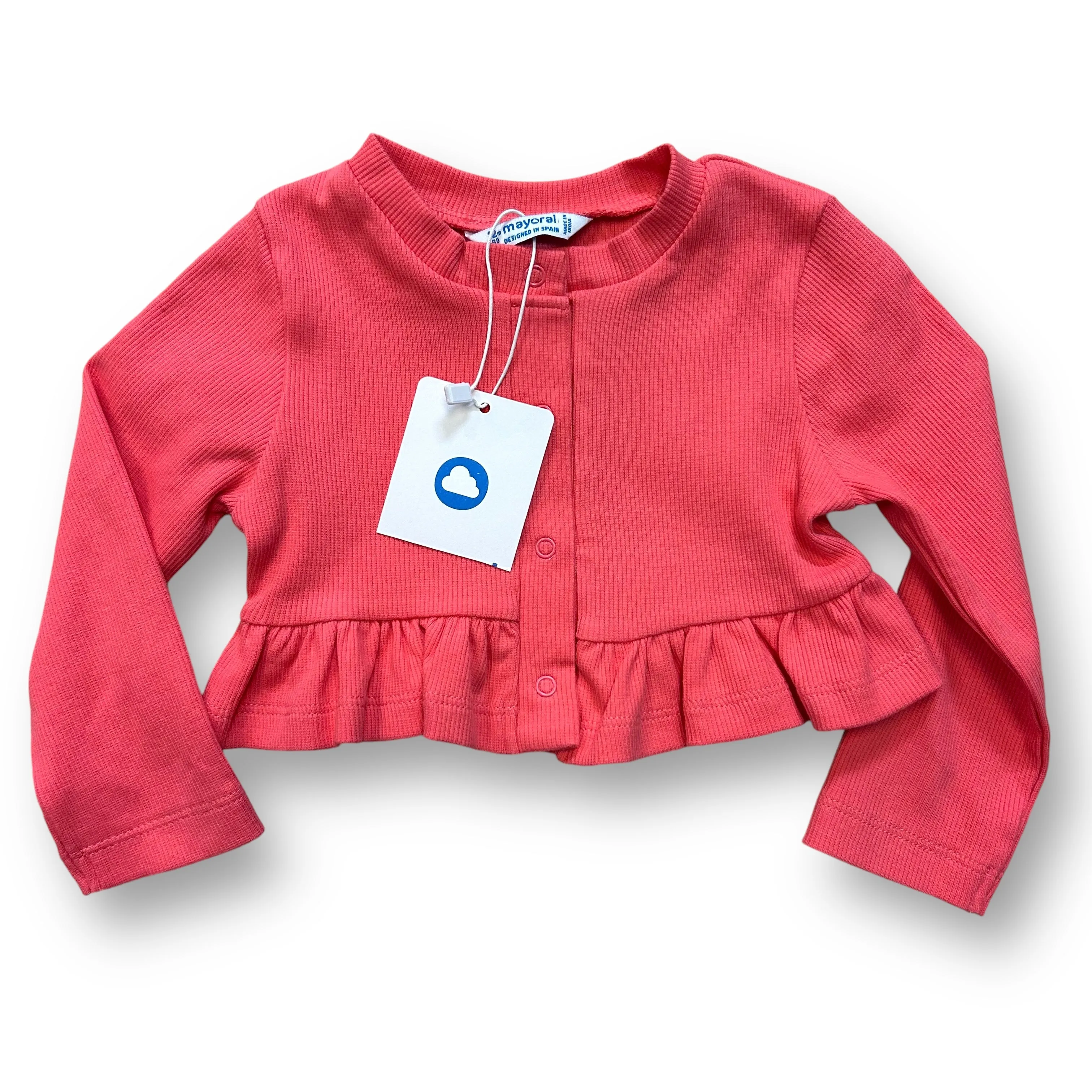 NEW! Mayoral Girls Size 12 Months Sweater Coral Long Sleeve Knit Cardigan