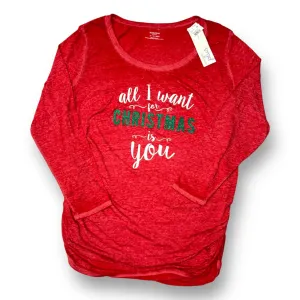 NEW! Motherhood Size 3X Red Long Sleeve Christmas Maternity Top