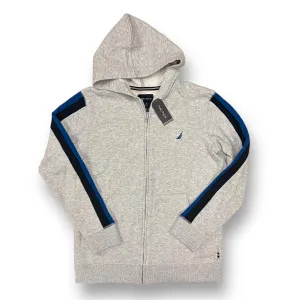 NEW! Nautica Youth Boy Size 14/16 Light Gray Zippered Hoodie YXL