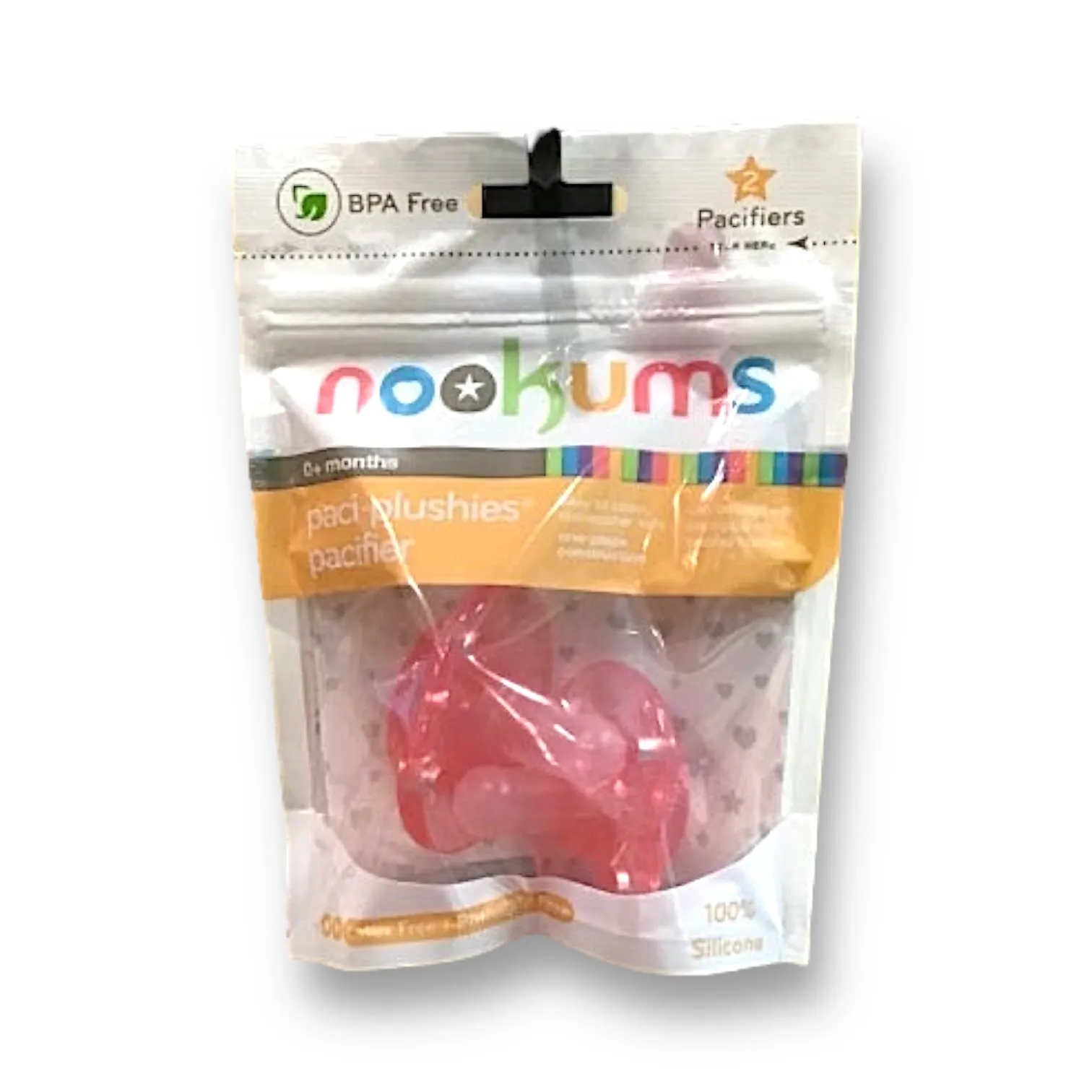 NEW! Nookums Paci-Plushies Pacifier Replacements, 2-Pack Pink