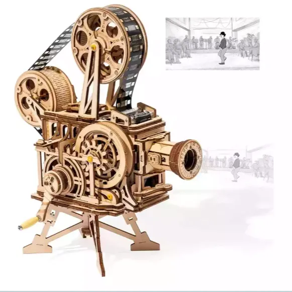 NEW! Robotime Vitascope Gears & Projector 183-Pc Wooden 3D Mechanical Puzzle