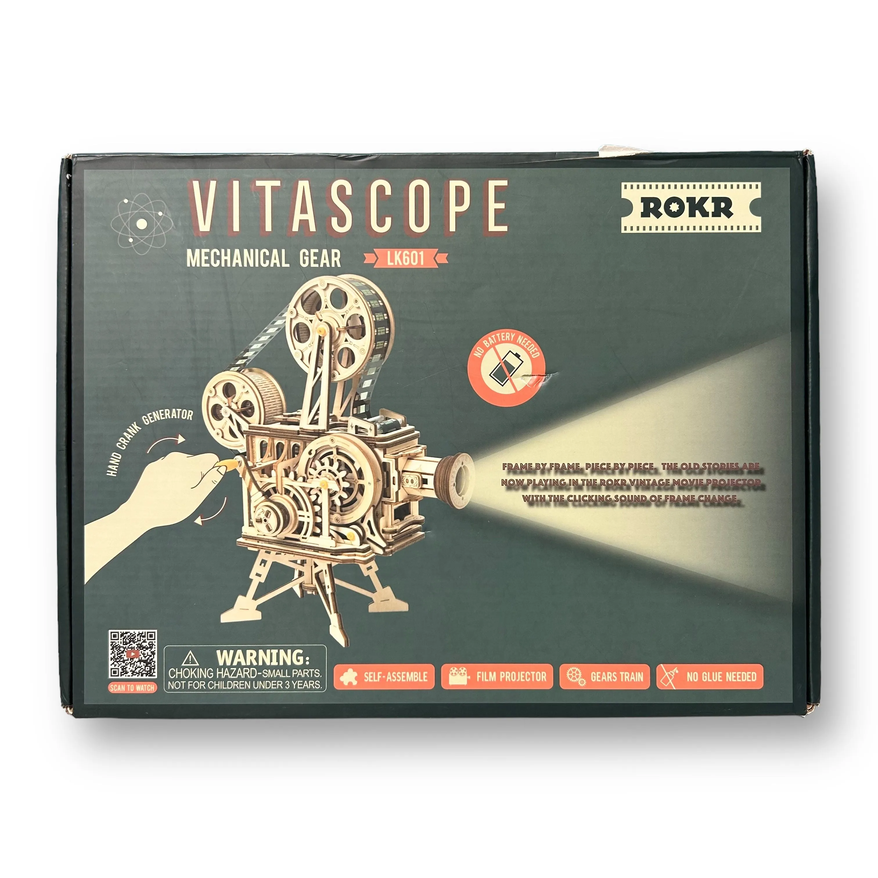 NEW! Robotime Vitascope Gears & Projector 183-Pc Wooden 3D Mechanical Puzzle