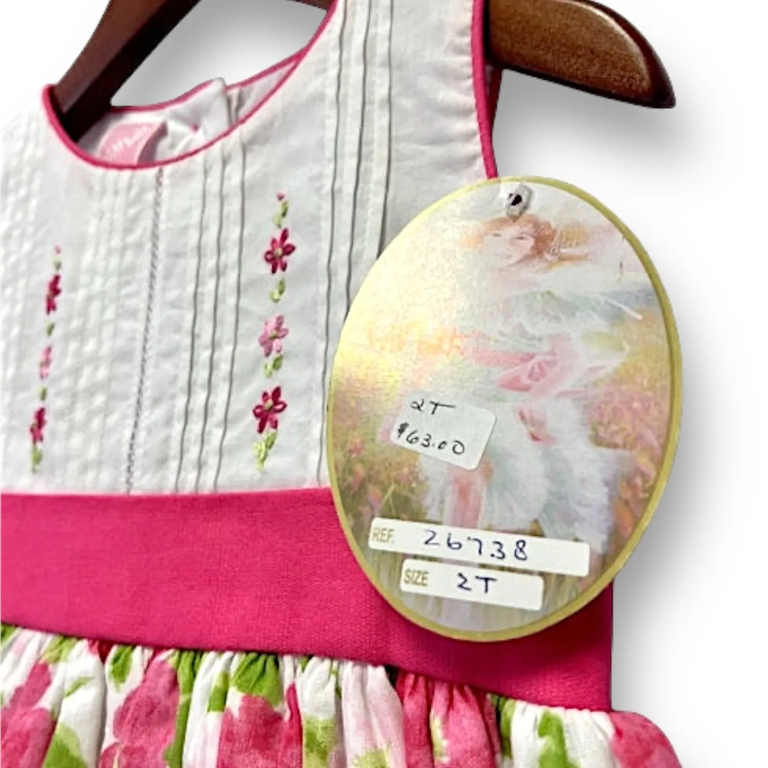 NEW! Toddler Girl Size 2T Boutique Dress Pink & White Floral Print Sundress