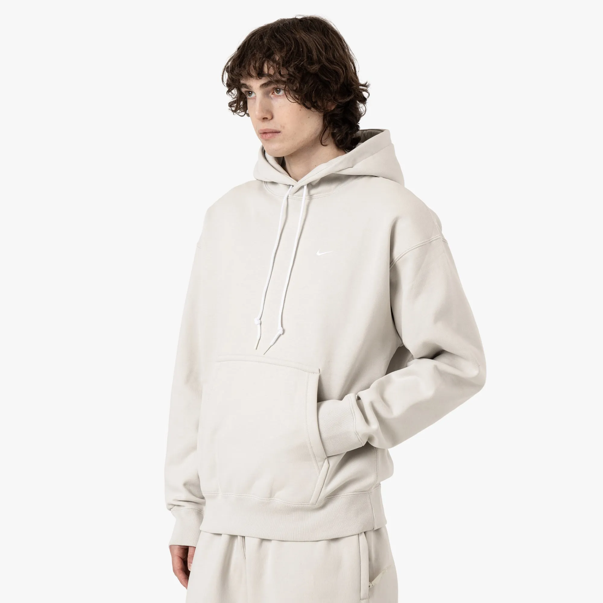 Nike Solo Swoosh Pullover Hoodie / Light Bone / White