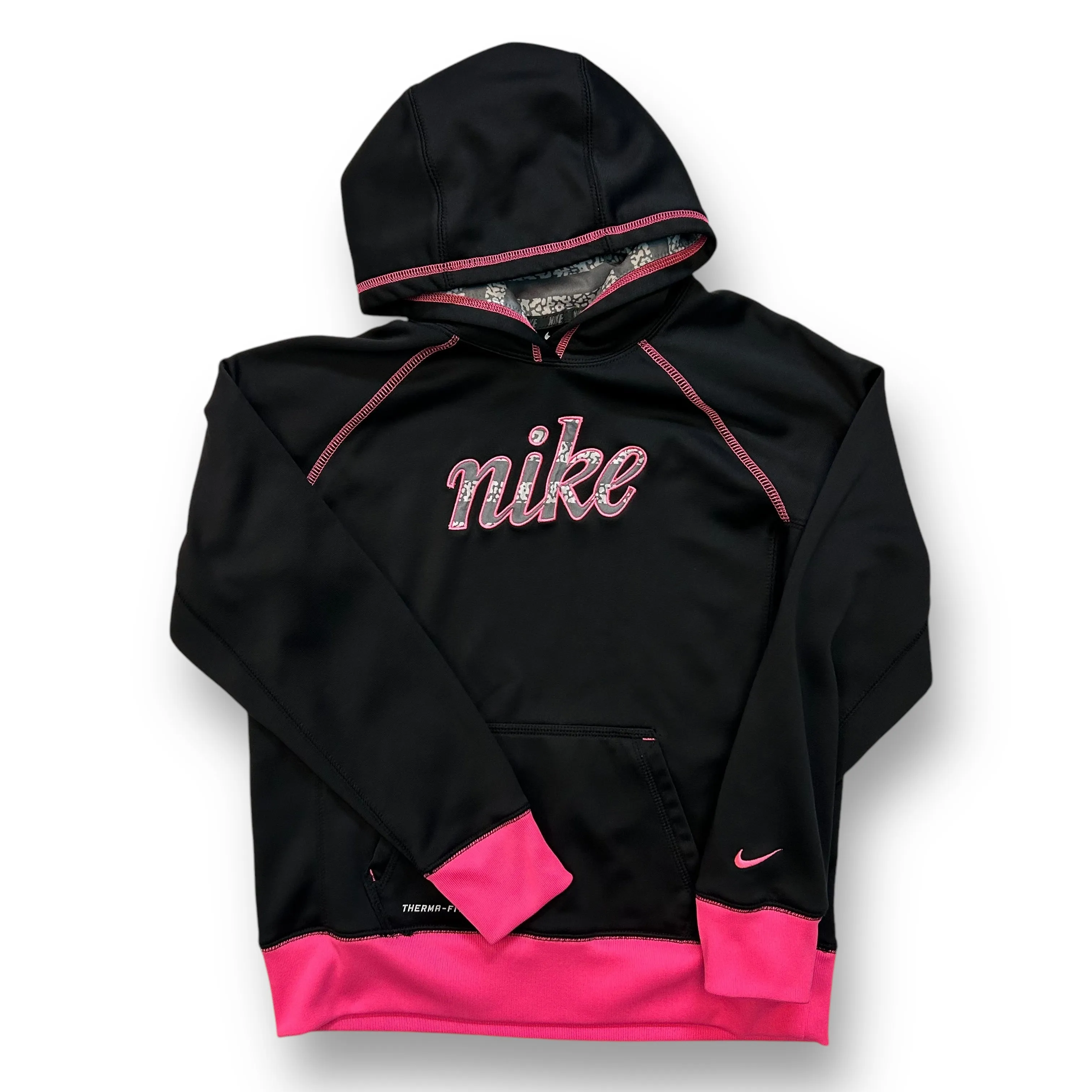 Nike Therma-Fit Youth Girl Size 14/16 Black & Pink Athletic Hoodie