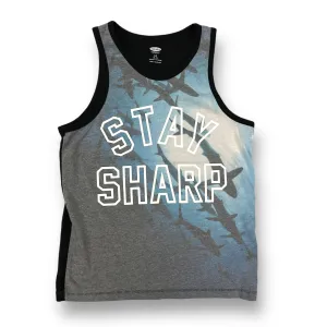 Old Navy Boys Size 6/7 Tank Blue Shark Print Sleeveless Tee