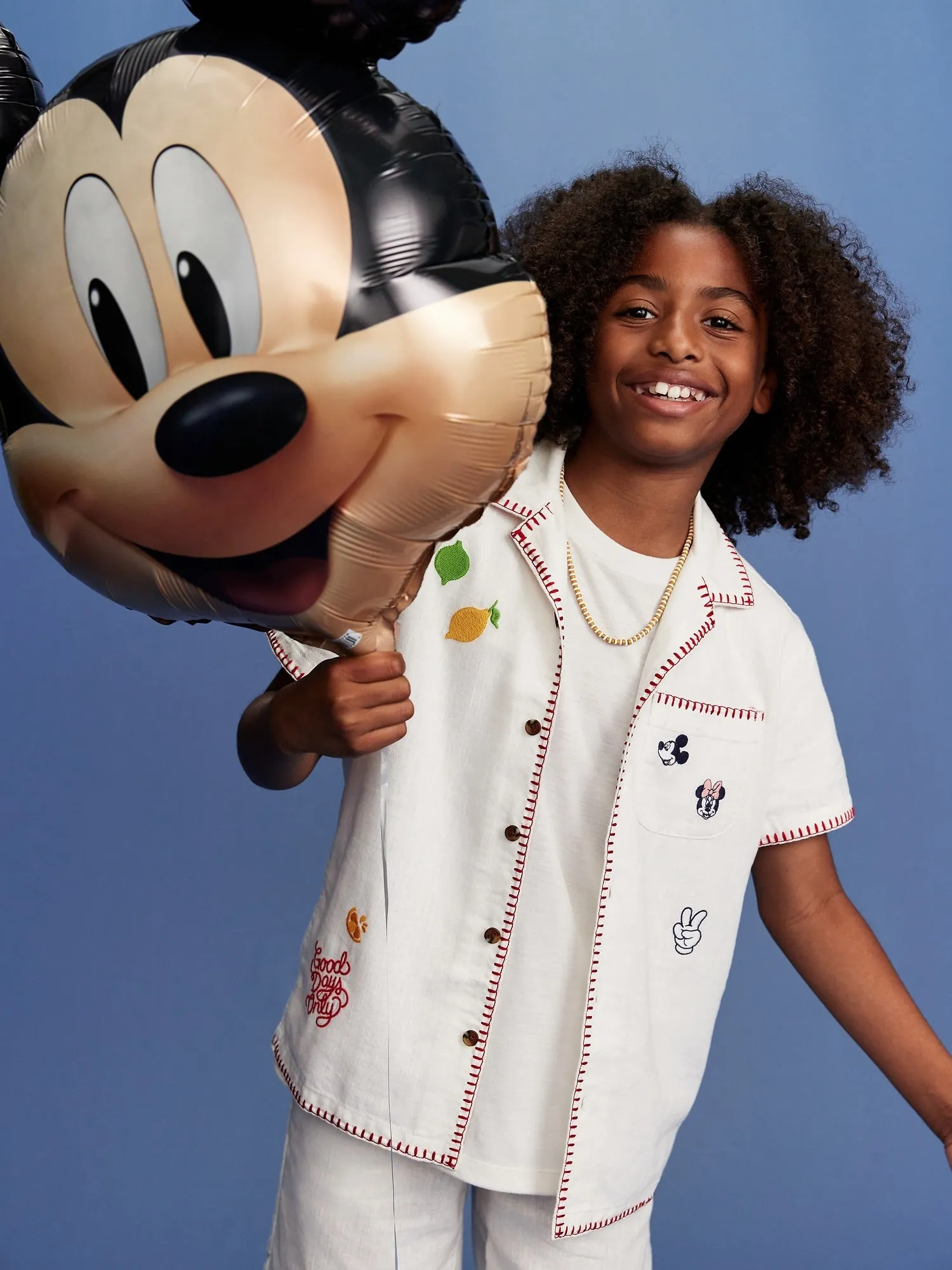 Old Navy x Disney Linen-Blend Embroidered Pocket Shirt for Boys