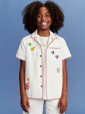 Old Navy x Disney Linen-Blend Embroidered Pocket Shirt for Boys