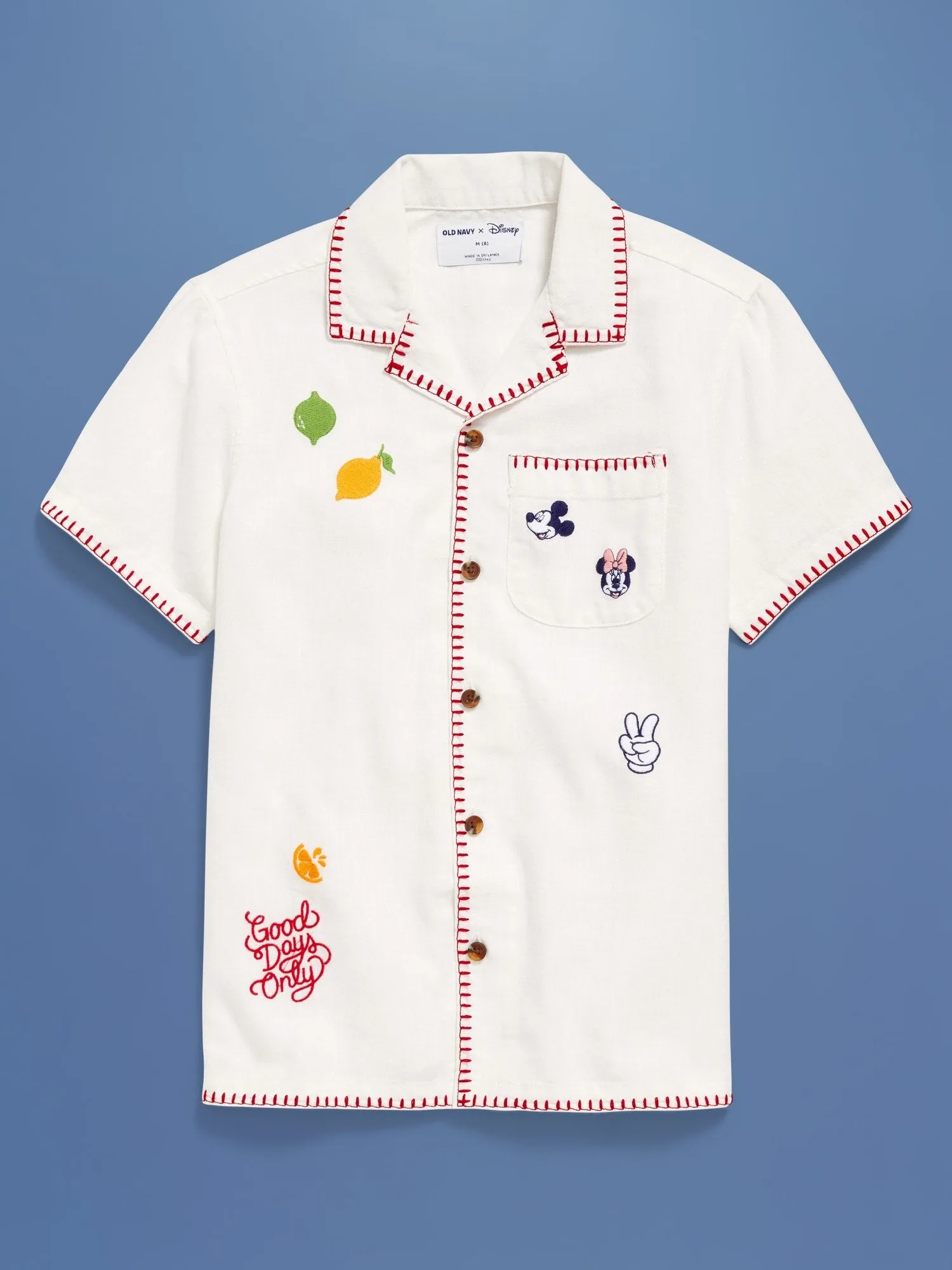 Old Navy x Disney Linen-Blend Embroidered Pocket Shirt for Boys