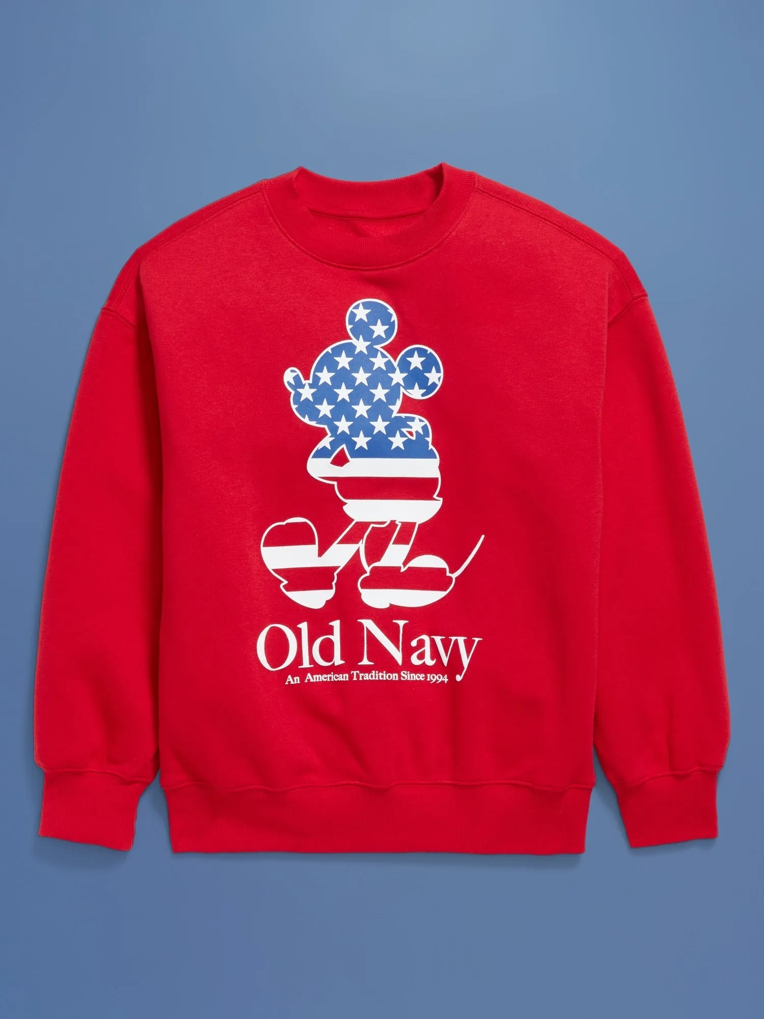 Old Navy x Disney Mickey Mouse Flag Logo-Graphic Crew-Neck Sweatshirt for Boys