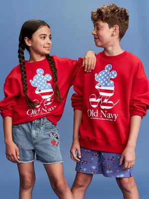 Old Navy x Disney Mickey Mouse Flag Logo-Graphic Crew-Neck Sweatshirt for Boys