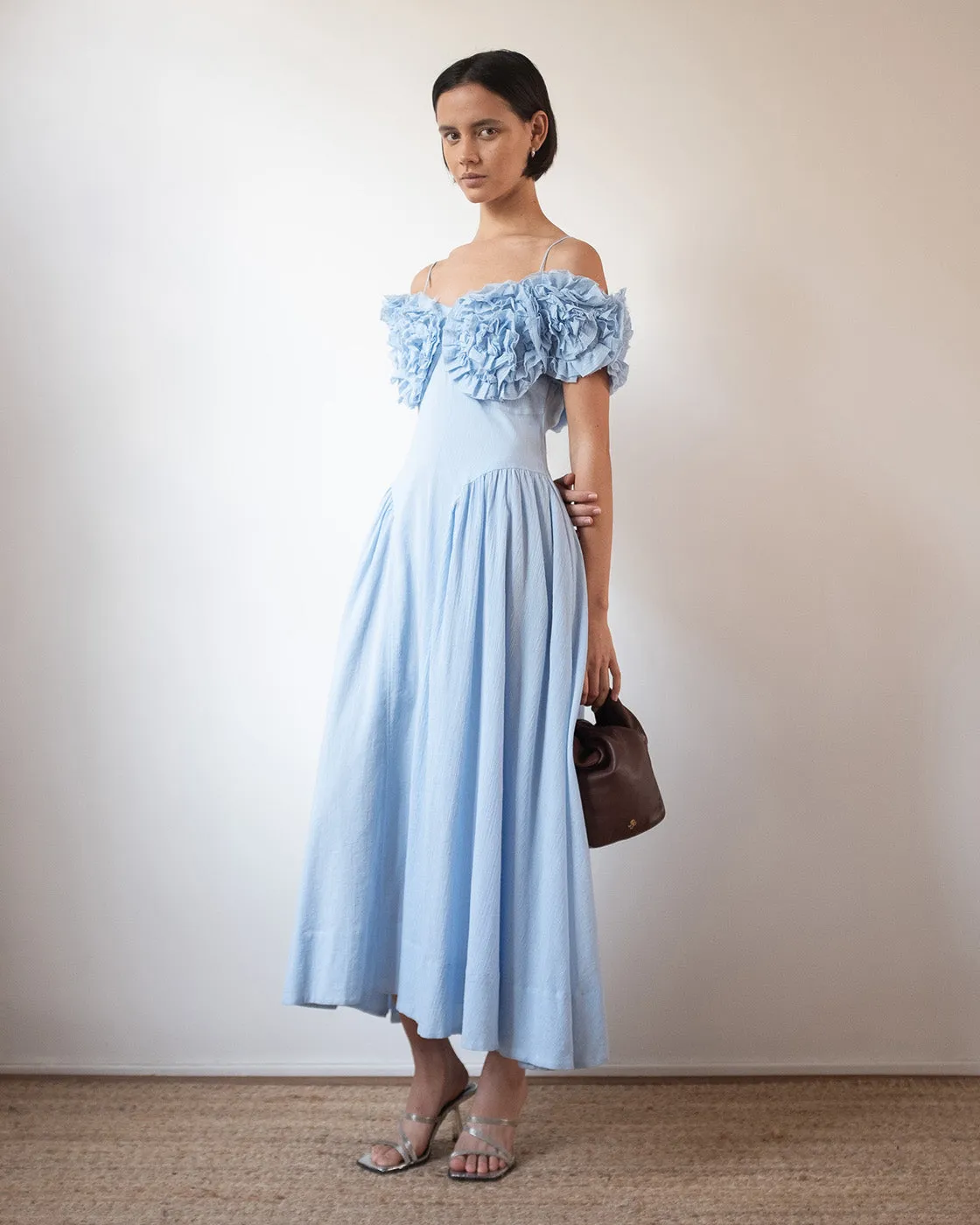 Ophelia Dress Pleated Cotton Blue