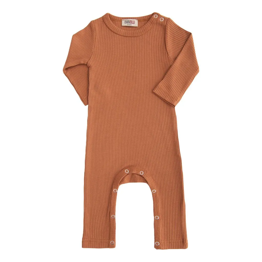 Orange Terracotta LS Modal Romper