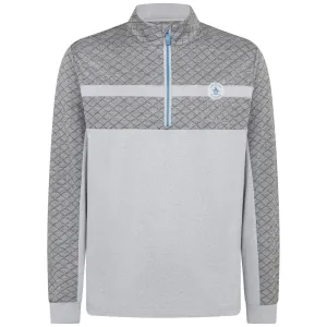 Original Penguin 1/4 Zip Heritage Block Pullover - Quarry Heather